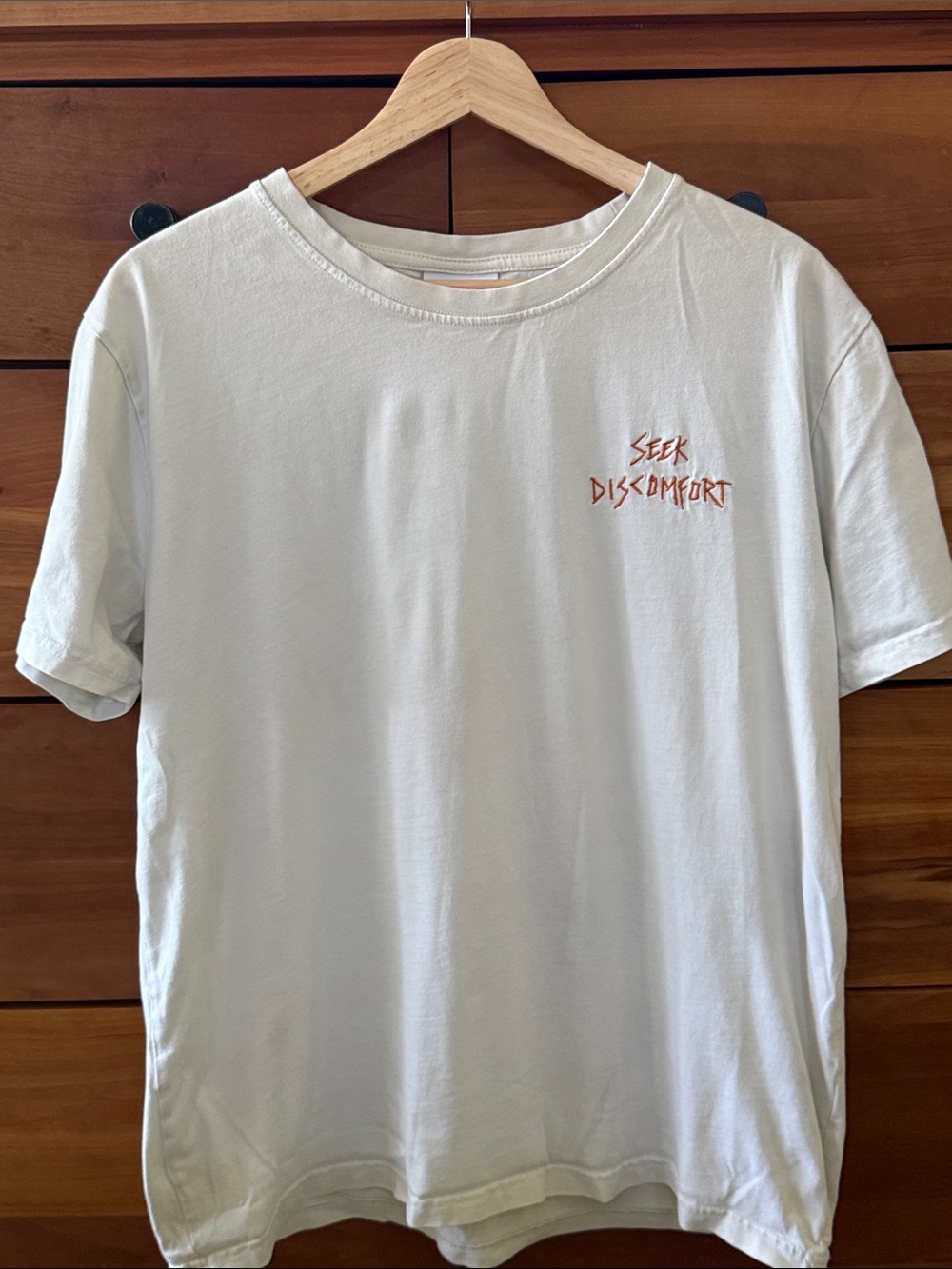 Seek Discomfort Off White "Live the Dash" Graphic Crewneck T-Shirt